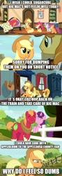 Size: 500x1406 | Tagged: safe, edit, edited screencap, screencap, character:apple bloom, character:applejack, character:big mcintosh, character:braeburn, character:scootaloo, character:sugar belle, character:sweetie belle, species:pegasus, species:pony, episode:growing up is hard to do, g4, my little pony: friendship is magic, caption, comic, image macro, screencap comic, text