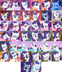 Size: 1500x1750 | Tagged: safe, edit, edited screencap, screencap, character:rarity, species:pony, species:unicorn, episode:a dog and pony show, episode:bridle gossip, episode:green isn't your color, episode:look before you sleep, episode:owl's well that ends well, episode:suited for success, episode:the cutie mark chronicles, episode:the ticket master, episode:winter wrap up, g4, my little pony: friendship is magic, season 1, compilation, female, filly, filly rarity, hair curlers, scrunchy face, younger