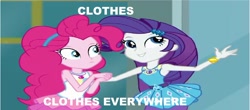 Size: 1280x561 | Tagged: safe, edit, edited screencap, screencap, character:pinkie pie, character:rarity, episode:super squad goals, g4, my little pony: equestria girls, my little pony:equestria girls, geode of shielding, geode of sugar bombs, magical geodes, toy story, wrong aspect ratio, x x everywhere