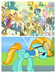 Size: 3106x4096 | Tagged: safe, edit, edited screencap, screencap, character:aloe, character:bow hothoof, character:clear sky, character:daring do, character:derpy hooves, character:dj pon-3, character:double diamond, character:featherweight, character:flash magnus, character:lightning dust, character:lotus blossom, character:night glider, character:octavia melody, character:pharynx, character:prince pharynx, character:quibble pants, character:rumble, character:sky stinger, character:smolder, character:snails, character:snips, character:soarin', character:spitfire, character:tank, character:thunderlane, character:vapor trail, character:vinyl scratch, character:wind sprint, character:windy whistles, species:changeling, species:dragon, species:earth pony, species:pegasus, species:pony, species:reformed changeling, species:unicorn, episode:the last problem, g4, my little pony: friendship is magic, drama, lightning dust drama, sad, tortoise, turtle