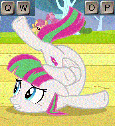 Size: 403x439 | Tagged: safe, edit, edited screencap, screencap, character:blossomforth, character:dizzy twister, character:orange swirl, species:pony, episode:hurricane fluttershy, g4, my little pony: friendship is magic, adoraforth, cropped, cute, flexible, qwop, solo focus