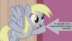 Size: 1280x720 | Tagged: safe, edit, edited screencap, screencap, character:derpy hooves, episode:slice of life, g4, my little pony: friendship is magic, arrow, captain obvious, cute, derpabetes, text, truth