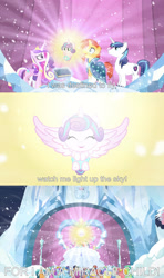 Size: 1366x2304 | Tagged: safe, edit, edited screencap, screencap, character:applejack, character:fluttershy, character:pinkie pie, character:princess cadance, character:princess flurry heart, character:rainbow dash, character:rarity, character:shining armor, character:spike, character:sunburst, episode:the crystalling, g4, my little pony: friendship is magic, joseph: king of dreams, reference, song reference, text edit