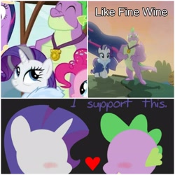 Size: 2896x2896 | Tagged: safe, edit, edited screencap, screencap, character:rarity, character:spike, species:dragon, species:pony, species:unicorn, fanfic:like fine wine, ship:sparity, episode:the last problem, g4, my little pony: friendship is magic, female, gigachad spike, male, older, older rarity, older spike, shipping, shipping fuel, straight, winged spike