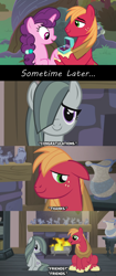 Size: 1280x3056 | Tagged: safe, edit, edited screencap, screencap, character:big mcintosh, character:marble pie, character:sugar belle, species:earth pony, species:pony, species:unicorn, ship:sugarmac, episode:hearthbreakers, episode:the big mac question, g4, my little pony: friendship is magic, approval, best wishes, better as friends, bittersweet, captions, congratulations, cute, engagement ring, epilogue, family, female, fireplace, friends, friendship, good end, headcanon, hearth's warming, heartwarming, hope, i want my beloved to be happy, intertwined trees, just friends, male, mare, marriage proposal, moving on, raised hoof, ring, ship sinking, shipping, sitting, stallion, straight, thanks, tree, unshorn fetlocks, wedding ring, yoke