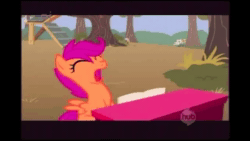 Size: 640x360 | Tagged: safe, edit, edited screencap, screencap, character:scootaloo, species:pegasus, species:pony, episode:the show stoppers, g4, my little pony: friendship is magic, animated, clubhouse, crusaders clubhouse, eyes closed, female, filly, klingon, majestic as fuck, musical instrument, piano, qapla', sound, star trek, webm, youtube link, youtube poop
