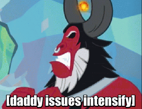 Size: 484x372 | Tagged: safe, edit, edited screencap, screencap, character:lord tirek, episode:the ending of the end, g4, my little pony: friendship is magic, angry, animated, caption, cropped, daddy issues, image macro, magic, male, meme, shaking, solo, text, x intensifies