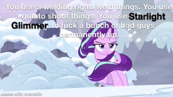 Size: 1200x675 | Tagged: safe, edit, edited screencap, screencap, character:starlight glimmer, species:pony, species:unicorn, episode:the ending of the end, g4, my little pony: friendship is magic, caption, image macro, text, the expanse