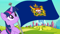 Size: 1920x1080 | Tagged: safe, edit, edited screencap, screencap, character:twilight sparkle, species:pony, episode:the crystal empire, g4, my little pony: friendship is magic, 2019 hong kong protests, flag, hong kong