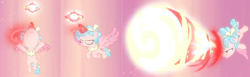Size: 2108x646 | Tagged: safe, edit, edited screencap, screencap, character:cozy glow, species:alicorn, species:pony, episode:the ending of the end, g4, my little pony: friendship is magic, alicornified, blast, charging, comic, cozycorn, female, flying, magic, magic beam, magic blast, orb, pure concentrated unfiltered evil of the utmost potency, pure unfiltered evil, race swap, screencap comic, solo