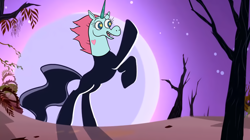 Size: 2184x1222 | Tagged: safe, edit, edited screencap, screencap, species:pony, species:unicorn, episode:sleepless in ponyville, g4, my little pony: friendship is magic, crossover, fusion, headless, headless horse, horn, moon, night, pony head, princess pony head, rearing, scary tree, star vs the forces of evil, the headless horse (character), this will end in death, this will end in tears, this will end in tears and/or death, tree, wingding eyes