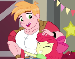 Size: 509x404 | Tagged: safe, edit, edited screencap, screencap, character:apple bloom, character:big mcintosh, equestria girls:holidays unwrapped, g4, my little pony: equestria girls, my little pony:equestria girls, spoiler:eqg series (season 2), buff, buff edit, cropped, duo, female, great macintosh, male, muscle edit, muscles