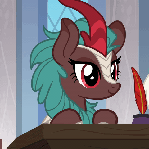 Size: 480x480 | Tagged: safe, edit, edited screencap, screencap, character:summer chills, species:kirin, episode:the last problem, g4, my little pony: friendship is magic, animated, cropped, cute, edited edit, female, friendship student, gif, ink, inkwell, kirinbetes, loop, perfect loop, quadrupedal, quill, reversed, school of friendship, solo