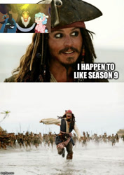 Size: 500x708 | Tagged: safe, edit, edited screencap, screencap, character:cozy glow, character:lord tirek, character:queen chrysalis, episode:the ending of the end, g4, my little pony: friendship is magic, jack sparrow, meme, pirates of the caribbean, pirates of the caribbean: dead man's chest