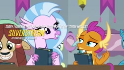 Size: 720x405 | Tagged: safe, edit, edited screencap, screencap, character:gallus, character:ocellus, character:sandbar, character:silverstream, character:smolder, character:yona, species:changedling, stairs, student six