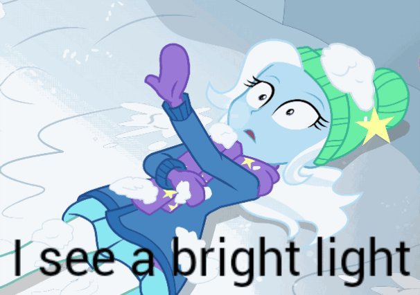 Size: 606x426 | Tagged: safe, edit, edited screencap, screencap, character:trixie, equestria girls:holidays unwrapped, g4, my little pony: equestria girls, my little pony:equestria girls, spoiler:eqg series (season 2), animated, caption, clothing, cold, cropped, female, freezing, image macro, left handed, loop, meme, saving pinkie's pie, shivering, solo, text, trixie yells at everything, winter outfit