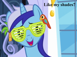 Size: 972x720 | Tagged: safe, edit, edited screencap, screencap, character:minuette, species:pony, episode:amending fences, g4, my little pony: friendship is magic, bronybait, cropped, cute, minubetes, shutter shades, speech
