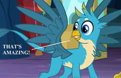 Size: 1125x720 | Tagged: safe, edit, edited screencap, screencap, character:gallus, episode:uprooted, g4, my little pony: friendship is magic, cropped, cute, gallabetes, reaction image, speech