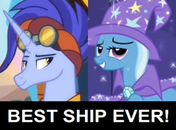 Size: 744x552 | Tagged: safe, edit, edited screencap, screencap, character:hoo'far, character:trixie, species:pony, ship:trixfar, episode:boast busters, episode:on the road to friendship, g4, my little pony: friendship is magic, best ship, female, male, shipping, shipping domino, straight