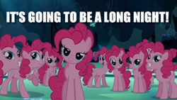 Size: 584x329 | Tagged: safe, edit, edited screencap, screencap, character:pinkie pie, species:earth pony, species:pony, episode:too many pinkie pies, g4, my little pony: friendship is magic, caption, clone, female, image macro, looking at you, mare, pinkie clone, text