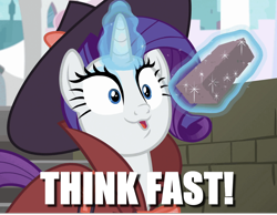 Size: 1080x839 | Tagged: safe, edit, edited screencap, screencap, character:rarity, episode:sparkle's seven, g4, my little pony: friendship is magic, 8^y, brick, caption, cropped, detective rarity, female, image macro, imminent pain, solo, text