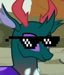 Size: 207x243 | Tagged: safe, edit, edited screencap, screencap, character:pharynx, character:prince pharynx, species:changeling, species:reformed changeling, episode:to change a changeling, g4, my little pony: friendship is magic, cropped, deal with it, mlg, mlg glasses, solo