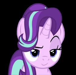 Size: 841x829 | Tagged: safe, edit, edited screencap, screencap, character:starlight glimmer, species:pony, species:unicorn, episode:shadow play, g4, my little pony: friendship is magic, black background, inverted mouth, simple background, smiling