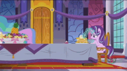 Size: 1920x1080 | Tagged: safe, edit, edited screencap, screencap, character:princess celestia, character:princess luna, character:starlight glimmer, species:alicorn, species:pony, species:unicorn, episode:a royal problem, episode:outtakes, g4, my little pony: equestria girls, my little pony: friendship is magic, animated, banana, blooper, eating, food, majestic as fuck, my little pony after dark, royal sisters, sound, sound edit, treehouse logo, vulgar, webm