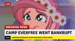 Size: 719x398 | Tagged: safe, edit, edited screencap, screencap, character:gloriosa daisy, equestria girls:legend of everfree, g4, my little pony: equestria girls, my little pony:equestria girls, bad end, break your own news, breaking news, female, floral head wreath, flower, happy ending override, news, sad, solo