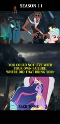 Size: 464x960 | Tagged: safe, edit, edited screencap, screencap, character:cozy glow, character:lord tirek, character:queen chrysalis, character:twilight sparkle, character:twilight sparkle (alicorn), species:alicorn, species:pony, episode:the last problem, g4, my little pony: friendship is magic, 1000 years in photoshop, avengers: endgame, fake, faker than a three dollar bill, princess twilight 2.0, ruin, thanos