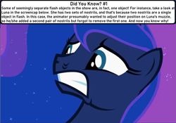 Size: 1279x894 | Tagged: safe, edit, edited screencap, screencap, character:princess luna, episode:luna eclipsed, g4, my little pony: friendship is magic, animation error, caption, cute, did you know?, female, meta, solo, teeth, trivia, worried
