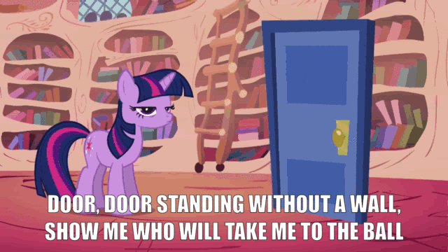 Size: 640x360 | Tagged: safe, edit, edited screencap, screencap, character:spike, character:twilight sparkle, character:twilight sparkle (unicorn), species:pony, species:unicorn, ship:twispike, episode:boast busters, g4, my little pony: friendship is magic, animated, caption, dialogue, door, duo, female, gif, golden oaks library, male, shipping, straight