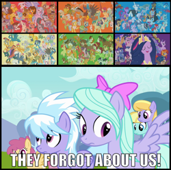 Size: 1134x1131 | Tagged: safe, edit, edited screencap, screencap, character:aloe, character:angel bunny, character:apple bloom, character:autumn blaze, character:babs seed, character:berry punch, character:berryshine, character:big mcintosh, character:bon bon, character:bow hothoof, character:braeburn, character:bright mac, character:burnt oak, character:capper dapperpaws, character:carrot cake, character:cheerilee, character:cheese sandwich, character:cherry jubilee, character:clear sky, character:cloud kicker, character:cloudchaser, character:cloudy quartz, character:coco pommel, character:coloratura, character:cranky doodle donkey, character:cup cake, character:daring do, character:derpy hooves, character:diamond tiara, character:discord, character:dizzy twister, character:dj pon-3, character:doctor whooves, character:double diamond, character:fancypants, character:featherweight, character:flam, character:flash magnus, character:flash sentry, character:flim, character:flitter, character:gabby, character:garble, character:gentle breeze, character:gilda, character:goldie delicious, character:grand pear, character:granny smith, character:helia, character:igneous rock pie, character:iron will, character:limestone pie, character:little strongheart, character:lotus blossom, character:lyra heartstrings, character:marble pie, character:matilda, character:maud pie, character:mayor mare, character:meadowbrook, character:mistmane, character:moondancer, character:mudbriar, character:night glider, character:night light, character:nurse redheart, character:ocellus, character:octavia melody, character:opalescence, character:orange swirl, character:owlowiscious, character:pear butter, character:pharynx, character:photo finish, character:pipsqueak, character:plaid stripes, character:posey shy, character:pound cake, character:prince pharynx, character:prince rutherford, character:princess cadance, character:princess celestia, character:princess ember, character:princess flurry heart, character:princess luna, character:pumpkin cake, character:quibble pants, character:rainbow dash, character:rockhoof, character:roseluck, character:rumble, character:saffron masala, character:sandbar, character:sassy saddles, character:scootaloo, character:shining armor, character:silver spoon, character:silverstream, character:smolder, character:snails, character:snips, character:soarin', character:somnambula, character:spitfire, character:starlight glimmer, character:stygian, character:sugar belle, character:sunburst, character:sunset shimmer, character:sweetie belle, character:sweetie drops, character:tank, character:thorax, character:thunderlane, character:time turner, character:tree hugger, character:trouble shoes, character:twilight sparkle, character:twilight sparkle (alicorn), character:twilight velvet, character:twist, character:vinyl scratch, character:wind sprint, character:windy whistles, character:winona, character:yona, character:zecora, character:zephyr breeze, character:zipporwhill, species:alicorn, species:breezies, species:changedling, species:changeling, species:pegasus, species:pony, species:reformed changeling, episode:hurricane fluttershy, episode:the last problem, g4, my little pony: friendship is magic, buttercup, caption, cutie mark crusaders, everycreature, everypony, flim flam brothers, image macro, impact font, rara, spa twins, text, the magic of friendship grows, they forgot about me, wall of tags