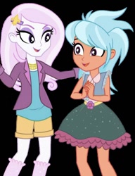 Size: 704x915 | Tagged: safe, edit, edited screencap, screencap, character:fleur-de-lis, character:frosty orange, equestria girls:rollercoaster of friendship, g4, my little pony: equestria girls, my little pony:equestria girls, background removed, best friends, black background, comfort, happy, simple background, sisters from the heart