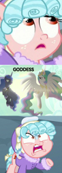 Size: 400x1100 | Tagged: safe, edit, edited screencap, screencap, character:cozy glow, character:princess celestia, character:princess luna, species:pony, episode:between dark and dawn, episode:frenemies, g4, my little pony: friendship is magic, cozy glow is best facemaker, goddess