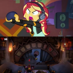 Size: 2896x2896 | Tagged: safe, edit, edited screencap, screencap, character:sunset shimmer, episode:game stream, g4, my little pony: equestria girls, my little pony:equestria girls, spoiler:eqg series (season 2), 100% rage, 200% angry, angry, gamer sunset, luigi, luigi's mansion, luigi's mansion 3, meme, nintendo, nintendo switch, psycho gamer sunset, rageset shimmer, sunset shimmer frustrated at game, super mario bros.