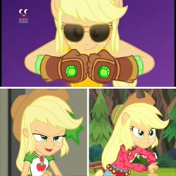 Size: 720x716 | Tagged: safe, edit, screencap, character:applejack, equestria girls:holidays unwrapped, equestria girls:legend of everfree, g4, my little pony: equestria girls, my little pony:equestria girls, spoiler:eqg series (season 2), collage, crystal guardian, geode of super strength, magical geodes, plusplus, ponied up, strong, the cider louse fools, transformation, winter break-in