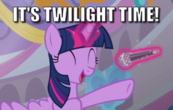 Size: 1649x1055 | Tagged: safe, edit, edited screencap, screencap, character:twilight sparkle, character:twilight sparkle (alicorn), species:alicorn, species:pony, episode:she's all yak, g4, my little pony: friendship is magic, caption, female, image macro, microphone, solo, text