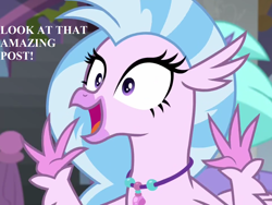 Size: 1440x1080 | Tagged: safe, edit, edited screencap, screencap, character:silverstream, episode:school daze, g4, my little pony: friendship is magic, cropped, cute, diastreamies, happy, jewelry, necklace, reaction image, speech