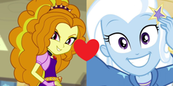 Size: 1500x748 | Tagged: safe, edit, edited screencap, screencap, character:adagio dazzle, character:trixie, ship:triagio, episode:do it for the ponygram!, equestria girls:rainbow rocks, g4, my little pony: equestria girls, my little pony:equestria girls, spoiler:eqg series (season 2), cropped, edited edit, female, lesbian, shipping, shipping domino