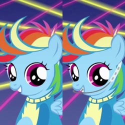 Size: 828x828 | Tagged: safe, edit, edited screencap, screencap, character:rainbow dash, species:pegasus, species:pony, episode:parental glideance, g4, my little pony: friendship is magic, braces, female, filly, filly rainbow dash, headgear, solo, younger