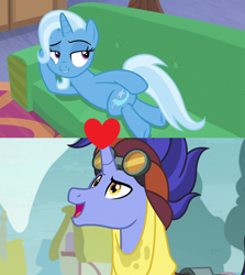 Size: 1280x1436 | Tagged: safe, edit, edited screencap, screencap, character:hoo'far, character:trixie, species:pony, ship:trixfar, episode:on the road to friendship, female, male, shipping, shipping domino, straight