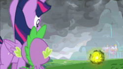 Size: 1280x720 | Tagged: safe, edit, edited screencap, screencap, character:applejack, character:cozy glow, character:fluttershy, character:lord tirek, character:pinkie pie, character:queen chrysalis, character:rainbow dash, character:rarity, character:spike, character:twilight sparkle, character:twilight sparkle (alicorn), species:alicorn, species:pony, episode:the ending of the end, g4, my little pony: friendship is magic, alicornified, animated, bell, cozycorn, grogar's bell, halo (series), halo:reach, race swap, sound, webm