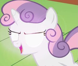 Size: 691x587 | Tagged: safe, edit, edited screencap, screencap, character:sweetie belle, species:pony, species:unicorn, episode:stare master, g4, my little pony: friendship is magic, cropped, female, filly, glowing eyes