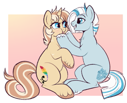 Size: 773x628 | Tagged: safe, artist:lulubell, oc, oc only, oc:frost, oc:lulubell, species:pony, cheek squish, chubby cheeks, frostbell, squishy cheeks