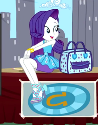 Size: 480x608 | Tagged: safe, edit, edited screencap, screencap, character:rarity, episode:best trends forever, g4, my little pony: equestria girls, my little pony:equestria girls, bag, clothing, cropped, cute, cyoa, female, high heels, nail polish, open-toed shoes, pencil skirt, raribetes, sandals, shoes, skirt, smiling, solo, toenail polish, toenails