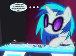 Size: 1458x1080 | Tagged: safe, edit, edited screencap, screencap, character:dj pon-3, character:vinyl scratch, episode:a horse shoe-in, g4, my little pony: friendship is magic, cropped, cute, sunglasses, thought bubble, vinylbetes
