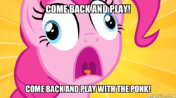 Size: 600x337 | Tagged: safe, edit, edited screencap, screencap, character:pinkie pie, episode:filli vanilli, g4, my little pony: friendship is magic, caption, image macro, it: chapter two, text