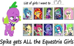 Size: 1024x637 | Tagged: safe, edit, edited screencap, screencap, character:apple bloom, character:applejack, character:cherry crash, character:dj pon-3, character:fluttershy, character:rainbow dash, character:sonata dusk, character:spike, character:sunset shimmer, character:sweetie belle, character:twilight sparkle, character:vinyl scratch, species:dog, ship:applespike, ship:flutterspike, ship:rainbowspike, ship:spikebelle, ship:spikebloom, ship:sunsetspike, ship:twispike, equestria girls:equestria girls, equestria girls:rainbow rocks, g4, my little pony: equestria girls, my little pony:equestria girls, bestiality, cherry crash, clothing, dress, duspike, fall formal outfits, female, interspecies, le lenny face, lucky bastard, male, shipping, spike gets all the equestria girls, spike the dog, spikecrash, spinata, straight, vinylspike