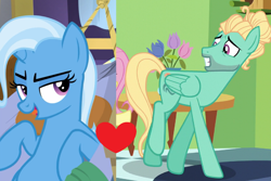 Size: 1402x938 | Tagged: safe, edit, edited screencap, screencap, character:trixie, character:zephyr breeze, episode:flutter brutter, episode:on the road to friendship, g4, my little pony: friendship is magic, female, male, shipping, shipping domino, straight, trixbreeze
